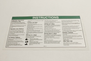 Genie Lift Part # 114331GT - DECAL,OPER INST,OLD Z30, EA
