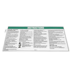 Genie Lift Part # 114332GT - DECAL,OPER INST,NEW Z30, EA