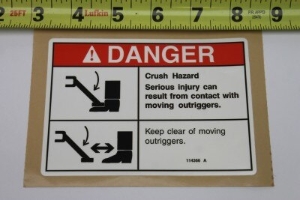 Genie Lift Part # 114366GT - DECAL,FOOT CRUSH,OUTRIGGERS, EA