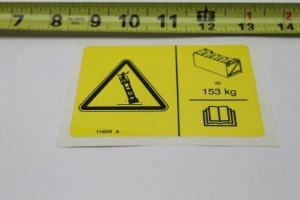 Genie Lift Part # 114370GT - DECAL SYMBOL TIP OVER BATTERIES, EA