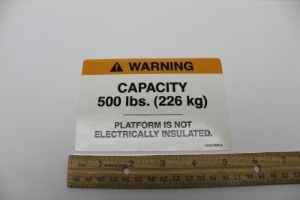 Genie Lift Part # 12725GT - DECAL,500 LB CAPACITY,GB, EA