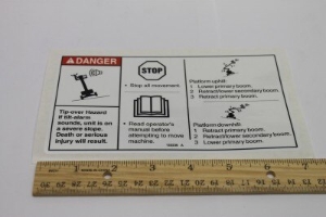 Genie Lift Part # 133236GT - DECAL,DANGER,TIPOVER,TILT 135*, EA