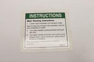 Genie Lift Part # 133457GT - DECAL, MAST STOW INSTRUCTIONS, EA