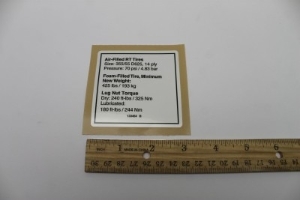 Genie Lift Part # 133464GT - DECAL,NOTICE TIRE PRESSURE, EA