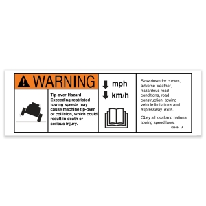 Genie Lift Part # 133484GT - DECAL,WARNING TOW SPEED, EA