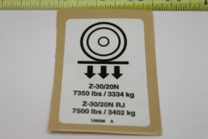 Genie Lift Part # 139586GT - DECAL,LABEL,WHEEL LOAD Z30N&RJ, EA