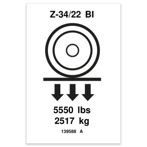 Genie Lift Part # 139588GT - DECAL,LABEL,WHEEL LOAD Z34BE**, EA