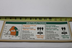 Genie Lift Part # 147606GT - DECAL,INST PLAT CAP S80X, EA