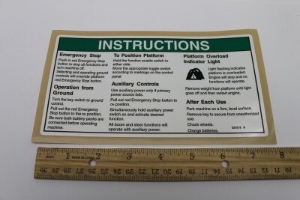 Genie Lift Part # 227213GT - DECAL, OPER INST,DC, EA