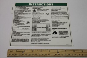 Genie Lift Part # 230803GT - DECAL,NOTICE,INST,PLAT-GS69RT, EA
