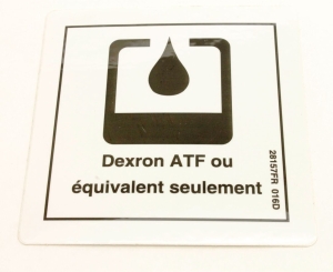 Genie Lift Part # 28157FRGT - DECAL,USE DEXRON***, EA