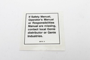 Genie Lift Part # 28176GT - DECAL,LABEL,MANUAL NOT HERE, EA