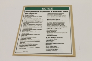 Genie Lift Part # 29791GT - DECAL,NOTICE,PRE-OPERATION, EA
