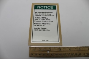 Genie Lift Part # 30082GT - DECAL,NOTICE TIRE PRESSURE, EA