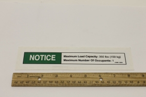 Genie Lift Part # 31069GT - DECAL,NOTICE,MAX.CAP.350 LBS, EA