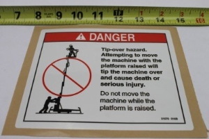Genie Lift Part # 31070GT - DECAL,DANGER,TIP-OVER HAZARD, EA