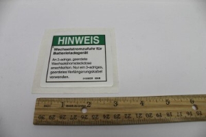 Genie Lift Part # 31508GRGT - DECAL,NOTICE,AC POWER SUPPLY, EA