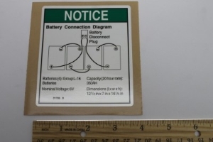 Genie Lift Part # 31786GT - DECAL,NOTICE,BATT CONNECTION, EA