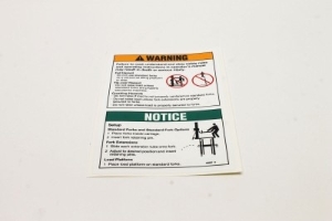 Genie Lift Part # 32687GT - DECAL,WARNING STD.FORK SAFETY, EA