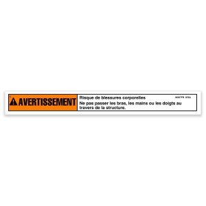 Genie Lift Part # 35567FRGT - DECAL, WARNING, INJURY HAZARD, EA