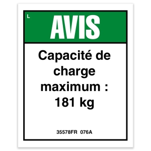 Genie Lift Part # 35578FRGT - DECAL,NOTICE,MAX CAPACITY 400, EA