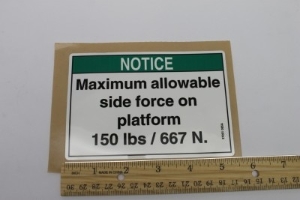 Genie Lift Part # 37051GT - DECAL,NOTICE,SIDE FRC 150,ANSI, EA