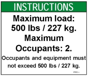 Genie Lift Part # 37052GT - DECAL,NOTICE,MAX LOAD 500 LBS, EA