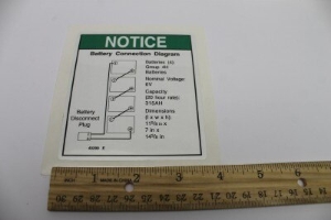 Genie Lift Part # 40299GT - DECAL,NOTICE,BATT CONNECTION, EA