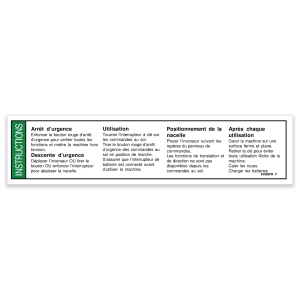 Genie Lift Part # 43089FRGT - DECAL,INSTR-OPER,GCP, EA