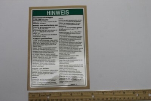 Genie Lift Part # 43090GRGT - DECAL,NOTICE,OPER INST,PCP, EA