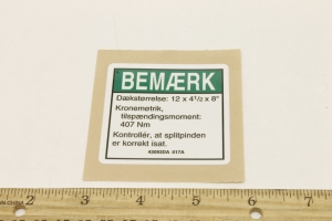 Genie Lift Part # 43093DAGT - DECAL, NOTICE, TIRE SPECS, EA