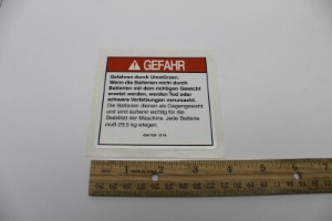 Genie Lift Part # 43617GRGT - DECAL,DANGER,TIP-OVER,BATTERY, EA
