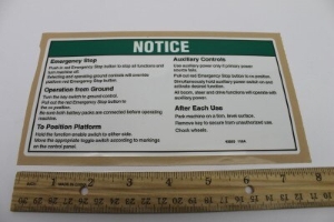 Genie Lift Part # 43653GT - DECAL,NOTICE,GRD OPER INSTRUCT, EA