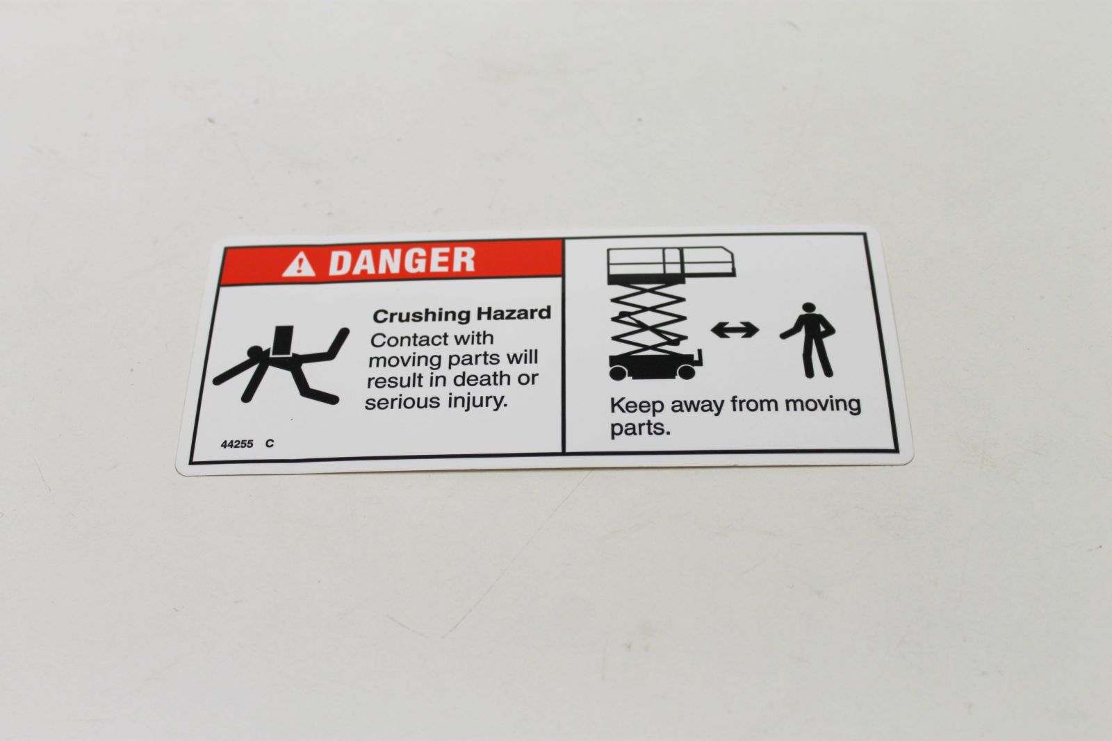Genie Lift Part # 44255GT - DECAL,DANGER,CRUSHING HAZARD, EA