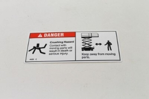 Genie Lift Part # 44255GT - DECAL,DANGER,CRUSHING HAZARD, EA