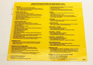 Genie Lift Part # 45405GT - DECAL,OPERATING INSTRUCTIONS, EA