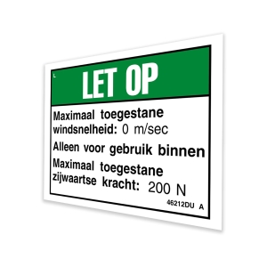 Genie Lift Part # 46212DUGT - DECAL, NOTICE, SIDE FORCE/WIND, EA