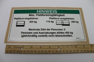 Genie Lift Part # 48331GRGT - DECAL,NOTICE,MAX CAP 1000/250, EA