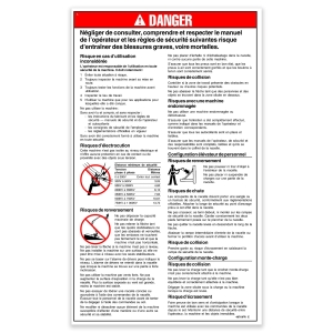 Genie Lift Part # 48719FRGT - DECAL,DANGER,GEN SAFETY,TMZ, EA