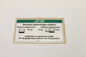 Genie Lift Part # 52061DUGT - DECAL,NOTICE,MAX CAP 500 CE, EA