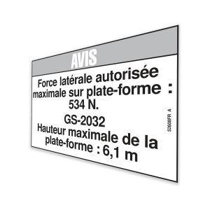 Genie Lift Part # 52608FRGT - DECAL,NOTICE,SIDE FRC,2032ANSI, EA