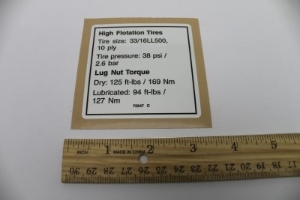 Genie Lift Part # 72847GT - DECAL,NOTICE,HI FLOAT TIRES, EA