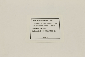 Genie Lift Part # 82229GT - DECAL,NOTICE,HI FLOAT TIRES, EA