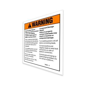 Genie Lift Part # 82264GT - DECAL,WARNING,WELD SAFETY/INS*, EA