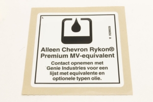 Genie Lift Part # 82366DUGT - DECAL, LABEL, CHEVRON RYKON, DUTCH, EA