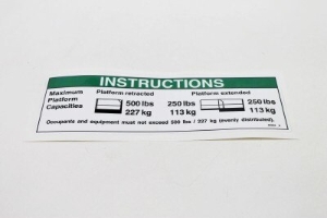 Genie Lift Part # 82563GT - DECAL,INSTR-MAX CAP 500 LBS, EA