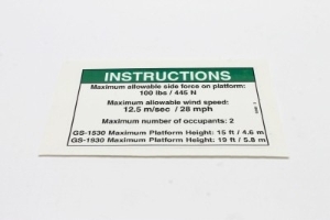 Genie Lift Part # 82565GT - DECAL,INSTR-SIDE FRC,ANSI, EA