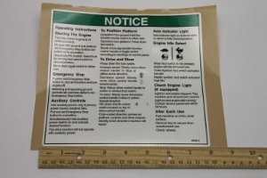 Genie Lift Part # 82763GT - DECAL,NOTICE,OPERATING INST.IC, EA