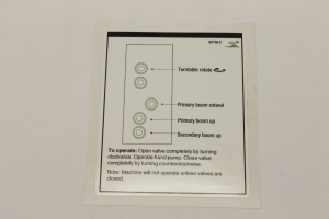 Genie Lift Part # 82796GT - DECAL,LABEL,MANUAL VALVES,TZ**, EA