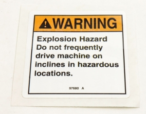 Genie Lift Part # 97680GT - DECAL,WARN,EXPLS HAZARD INCLIN, EA